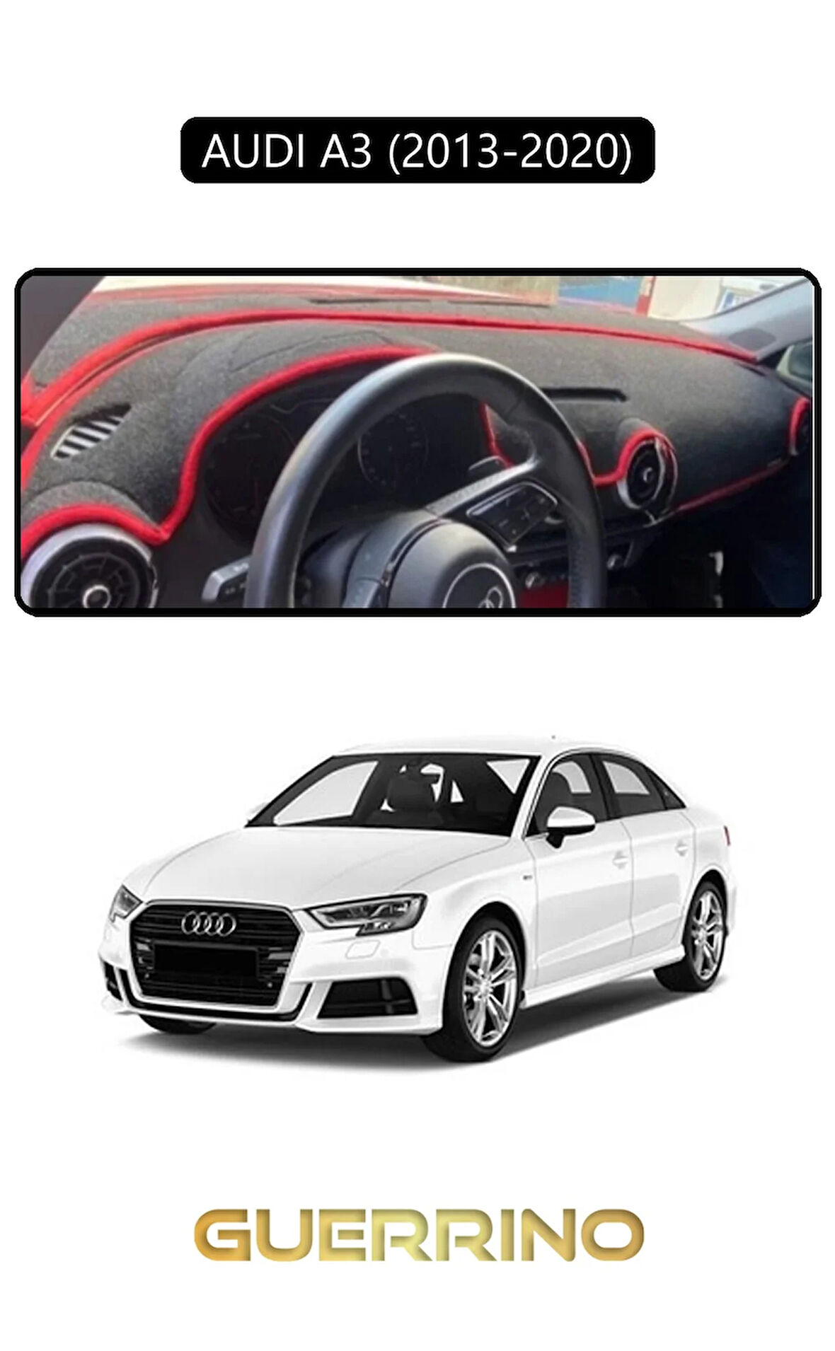 AUDİ A3 (2013-2020)TORPİDO KORUMA HALISI SİYAH KENAR