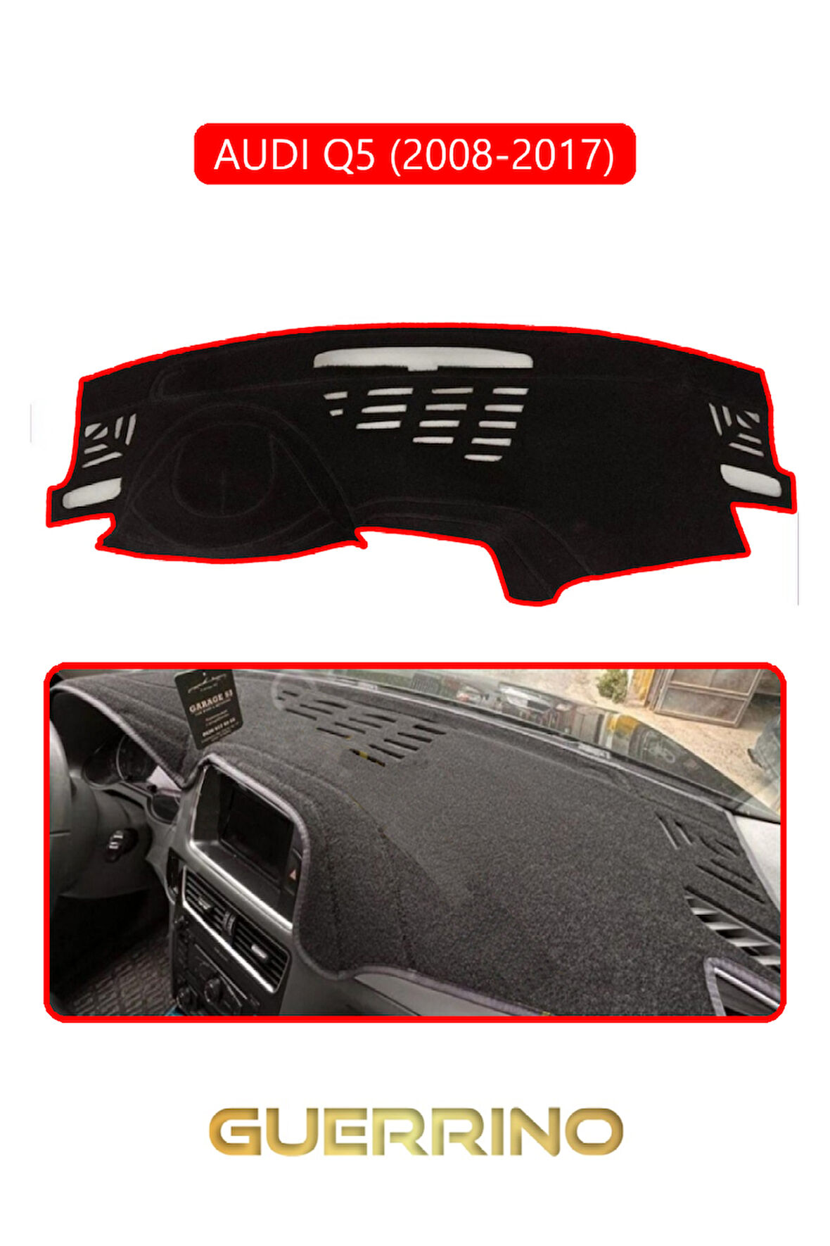 AUDİ Q5 2008-2017TORPİDO KORUMA HALISI KIRMIZI KENAR