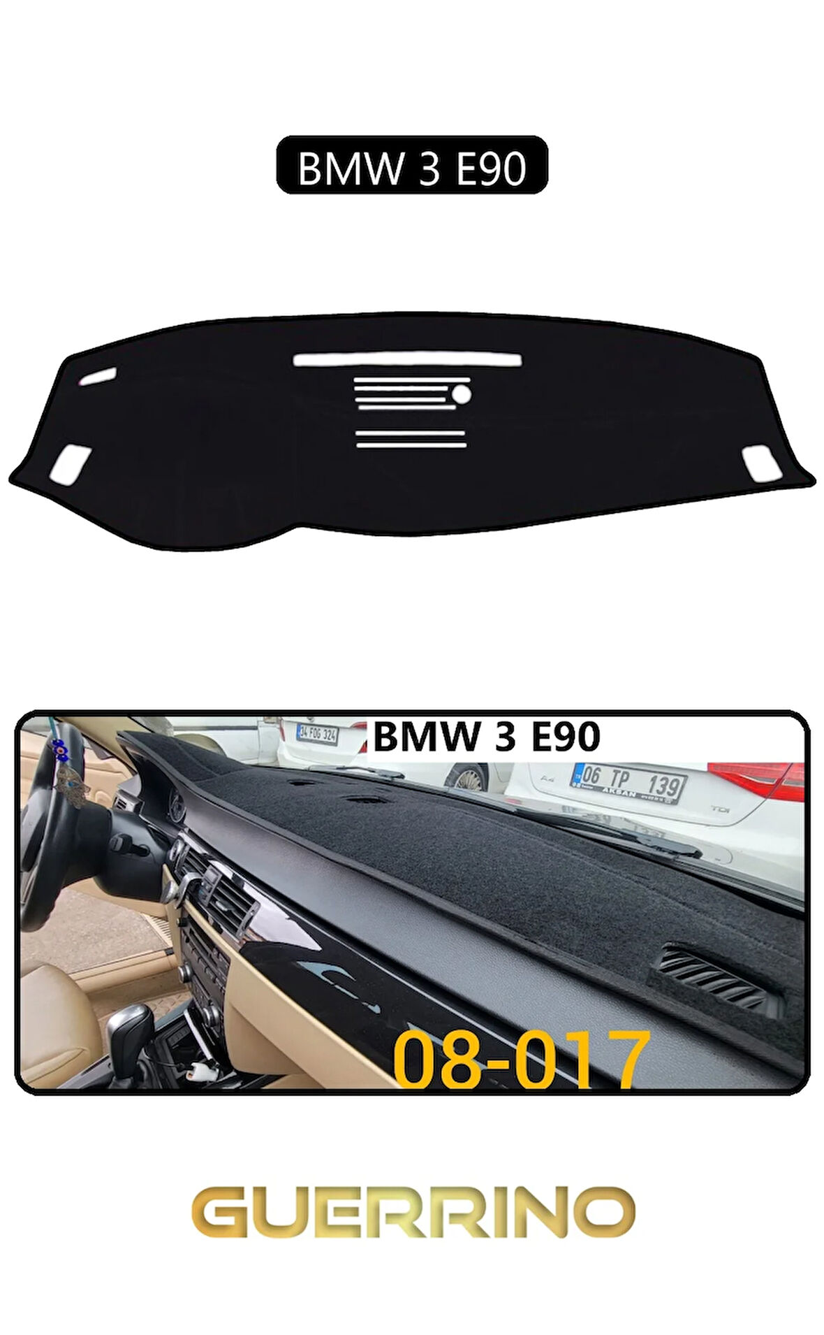 BMW 3 E90TORPİDO KORUMA HALISI SİYAH KENAR