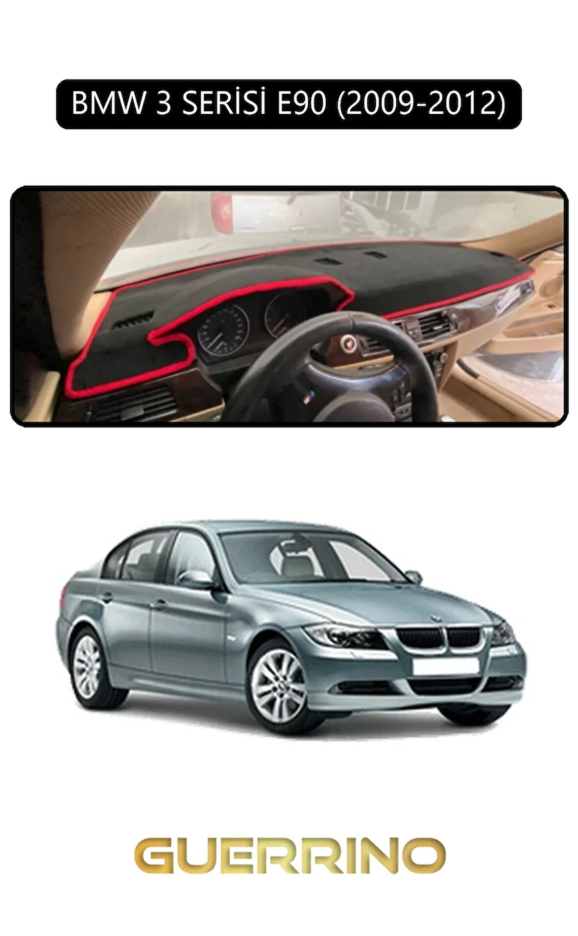 BMW 3 SERİSİ E90 2009-2012TORPİDO KORUMA HALISI SİYAH KENAR