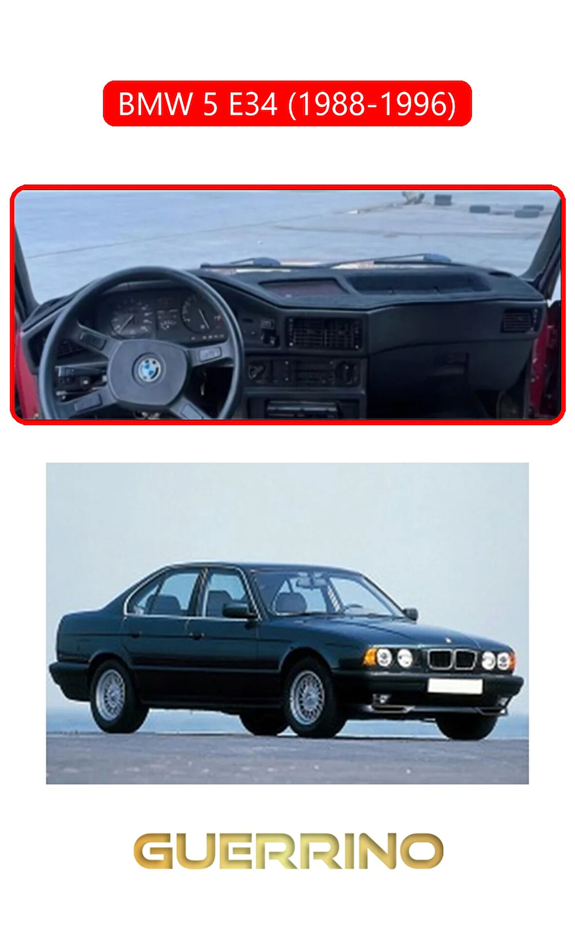 BMW 5 E34 1988-1996TORPİDO KORUMA HALISI KIRMIZI KENAR