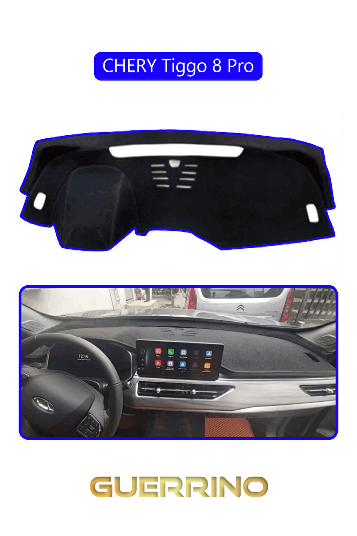 Chery Tiggo 8 PRO TORPİDO KORUMA HALISI MAVİ KENAR