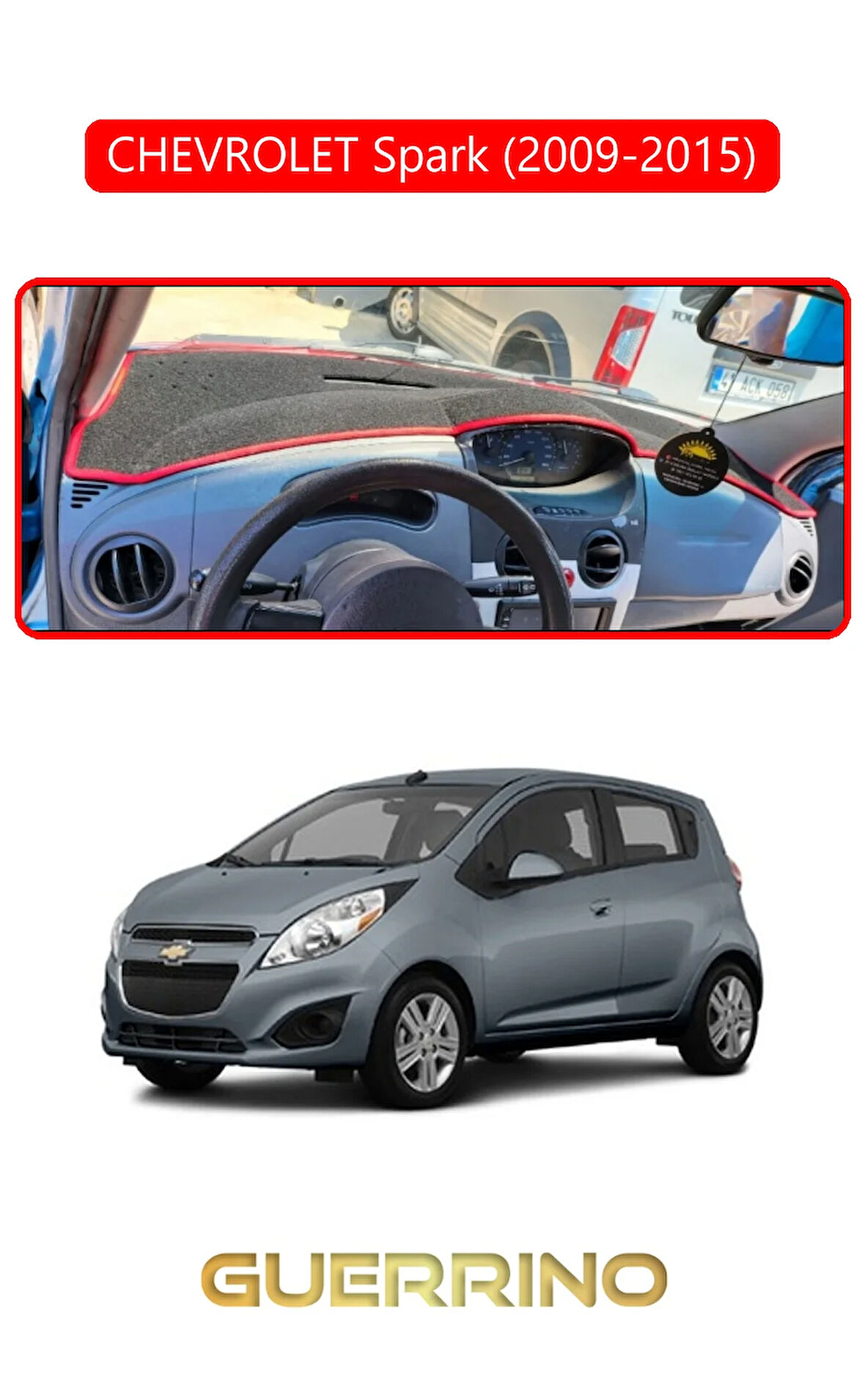 CHEVROLET Spark (2009-2015), Ravon R2,TORPİDO KORUMA HALISI KIRMIZI KENAR