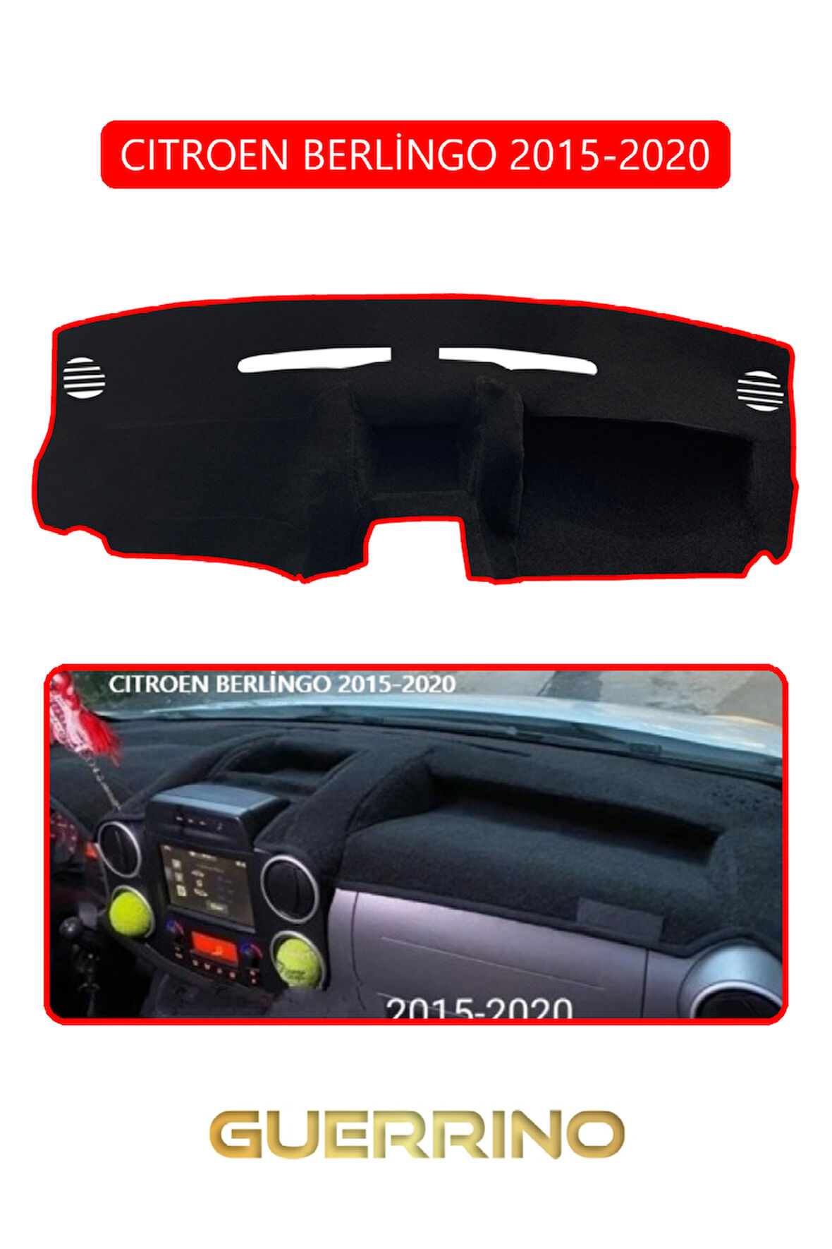 CITROEN BERLİNGO 2015-2020TORPİDO KORUMA HALISI KIRMIZI KENAR