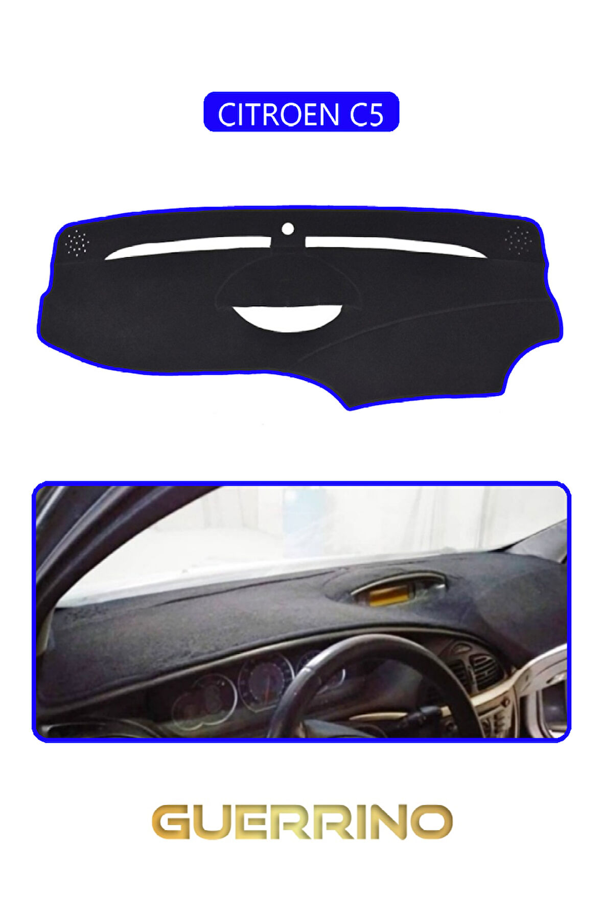 CITROEN C5TORPİDO KORUMA HALISI MAVİ KENAR