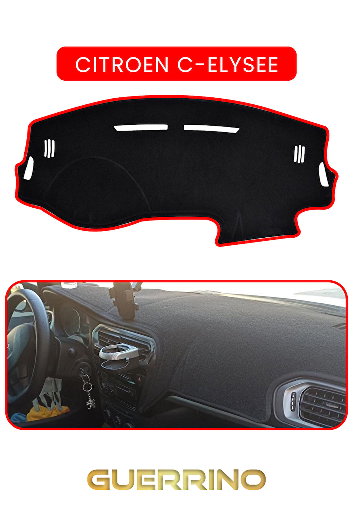 CITROEN C-ELYSEE - PEUGEOT 301 UZUNTORPİDO KORUMA HALISI KIRMIZI KENAR