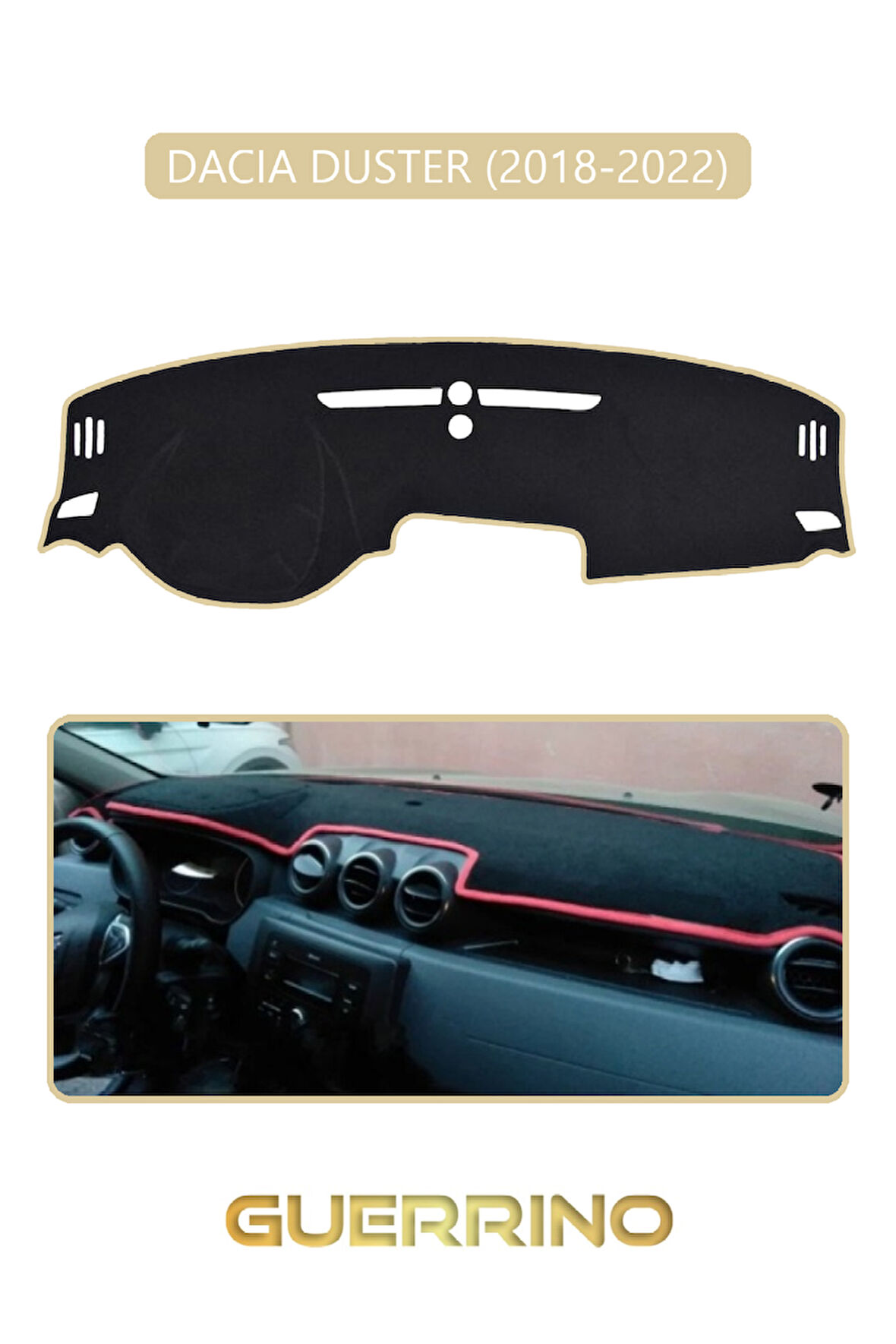 DACIA DUSTER 2018-2022TORPİDO KORUMA HALISI BEJ KENAR