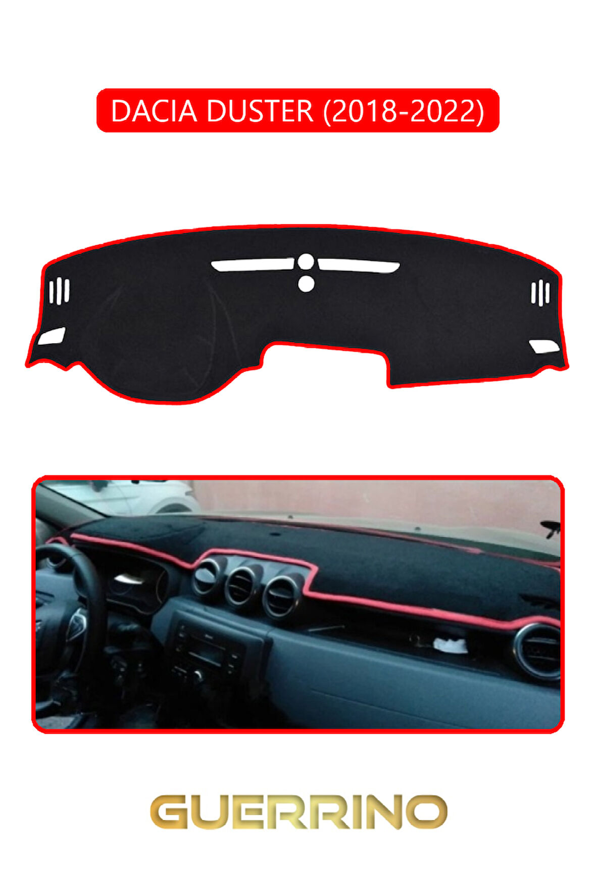 DACIA DUSTER 2018-2022TORPİDO KORUMA HALISI KIRMIZI KENAR