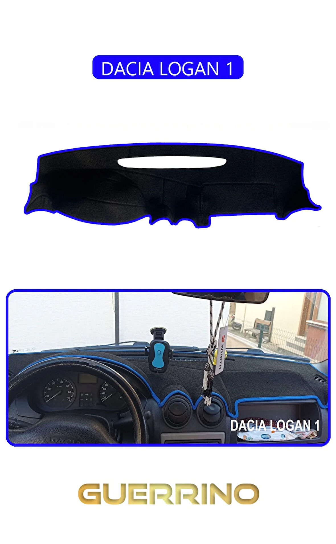 DACIA LOGAN 1TORPİDO KORUMA HALISI MAVİ KENAR