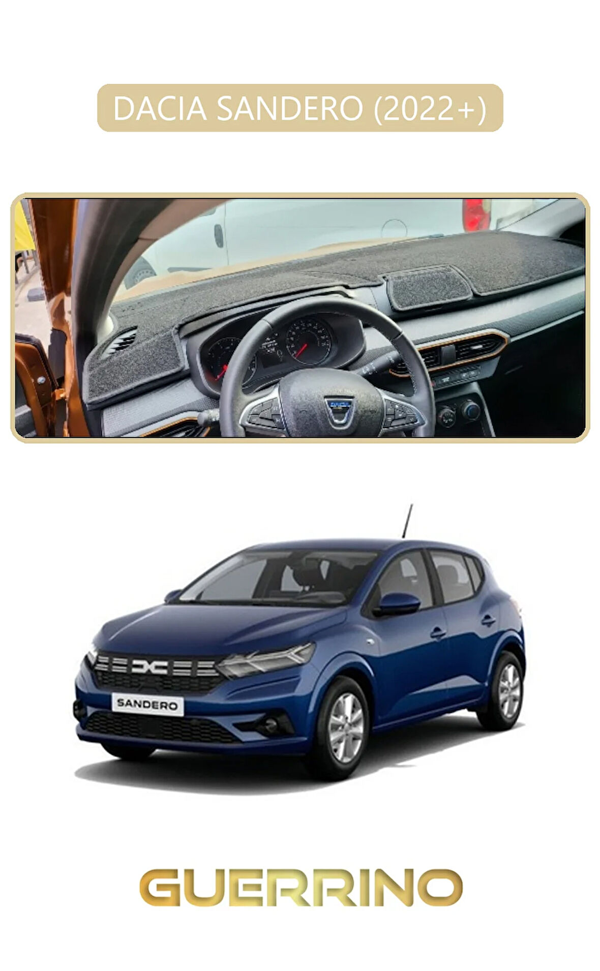 DACIA SANDERO 2022+ TORPİDO KORUMA HALISI BEJ KENAR