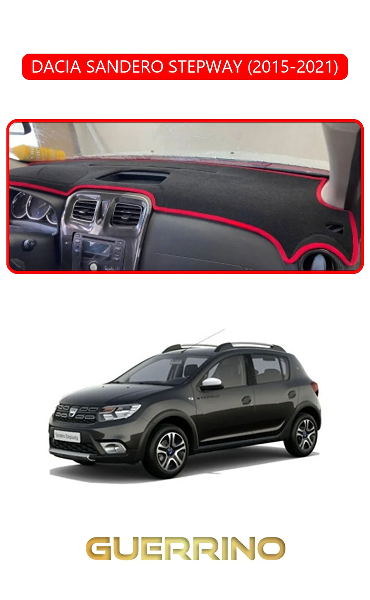DACIA SANDERO STEPWAY 2015-2021TORPİDO KORUMA HALISI KIRMIZI KENAR