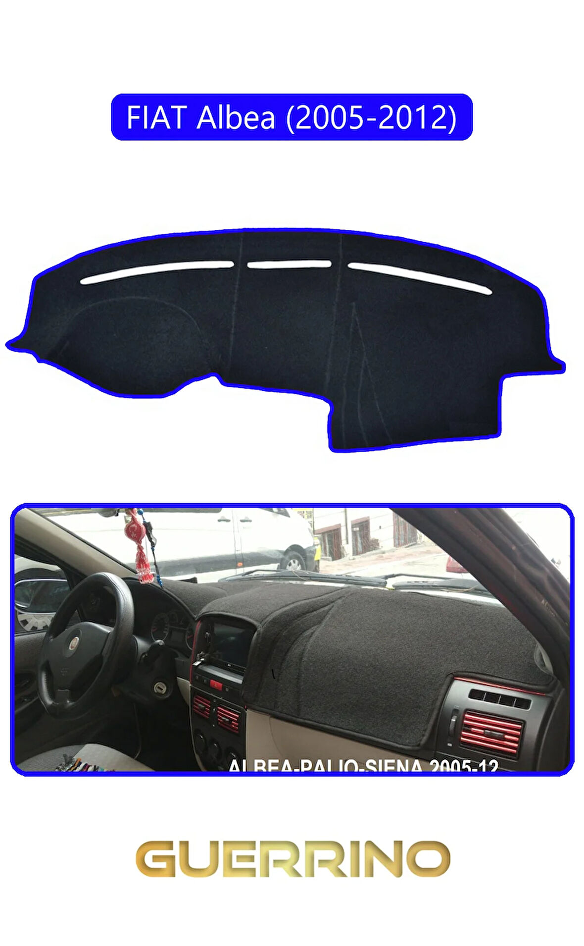 FIAT Albea 2005-2012 Modellerine UygunTORPİDO KORUMA HALISI MAVİ KENAR