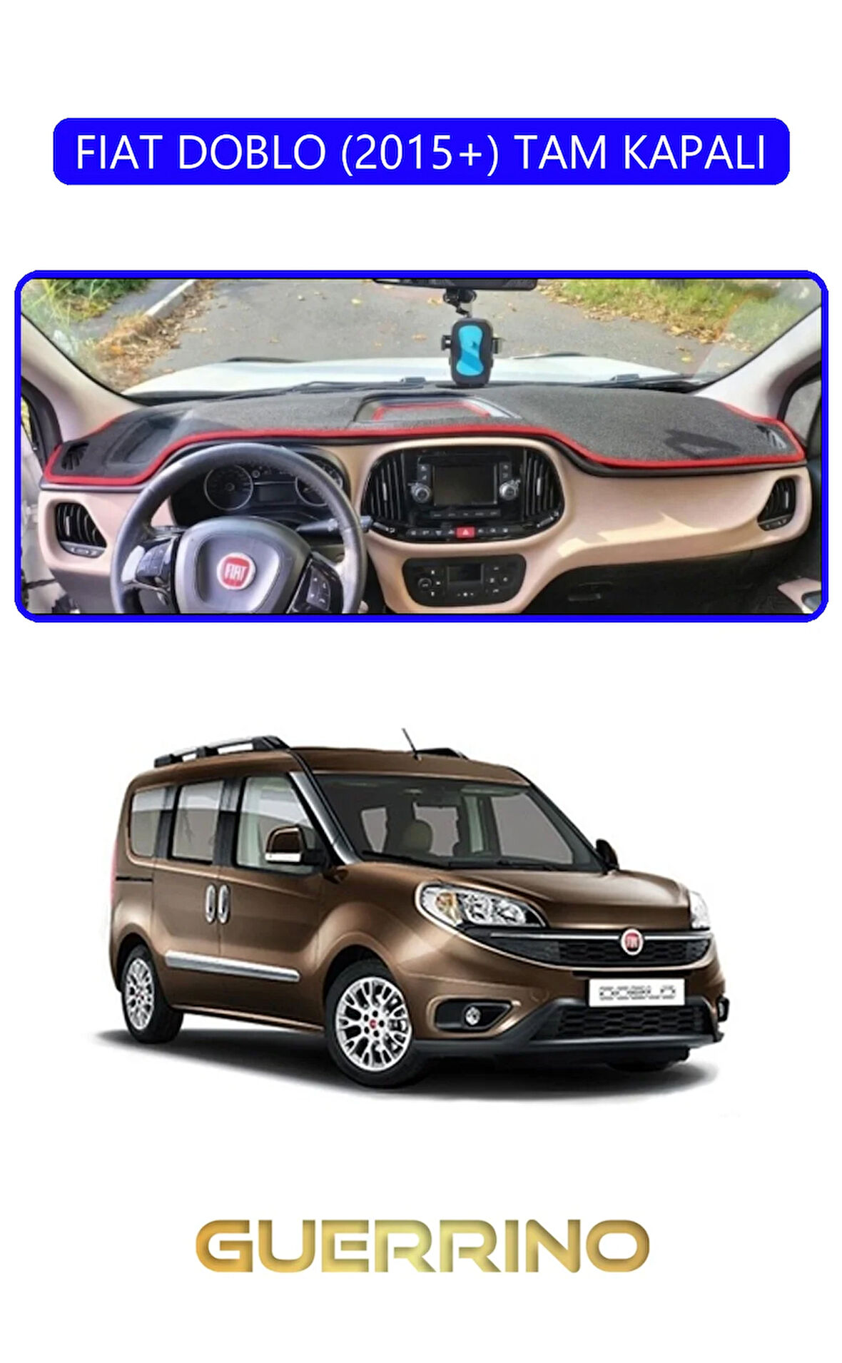 FIAT DOBLO 2015+ TAM KAPALITORPİDO KORUMA HALISI MAVİ KENAR