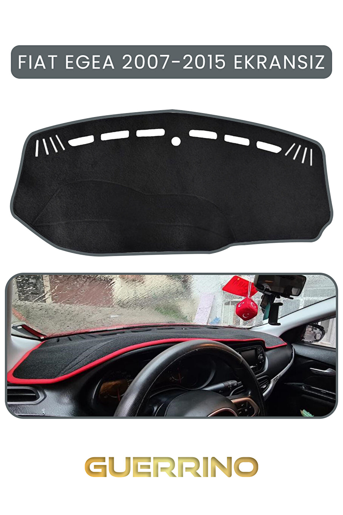 FIAT Egea 2007-2021 Modellerine Uygun EKRANSIZ TORPİDO KORUMA HALISI GRİ KENAR
