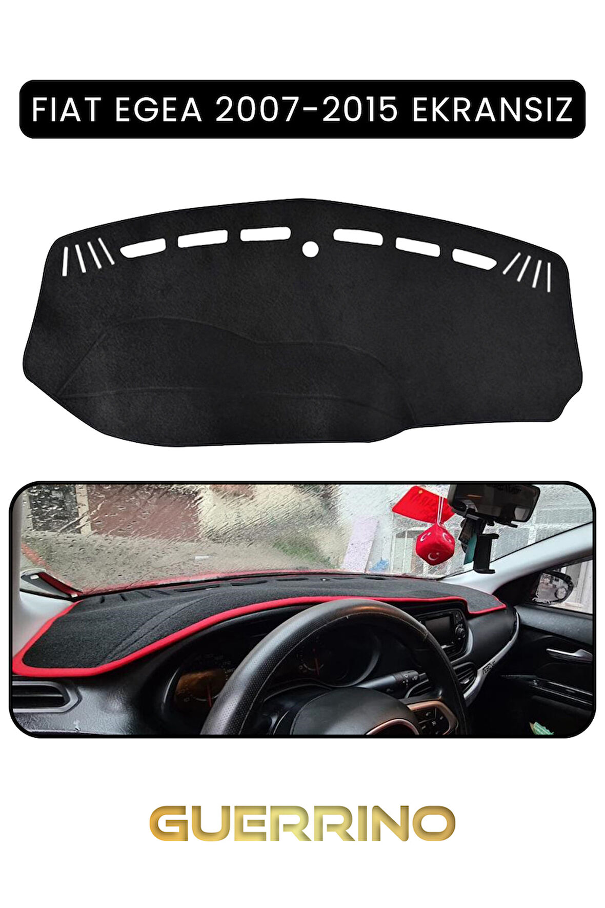 FIAT Egea 2007-2021 Modellerine Uygun EKRANSIZ TORPİDO KORUMA HALISI SİYAH KENAR