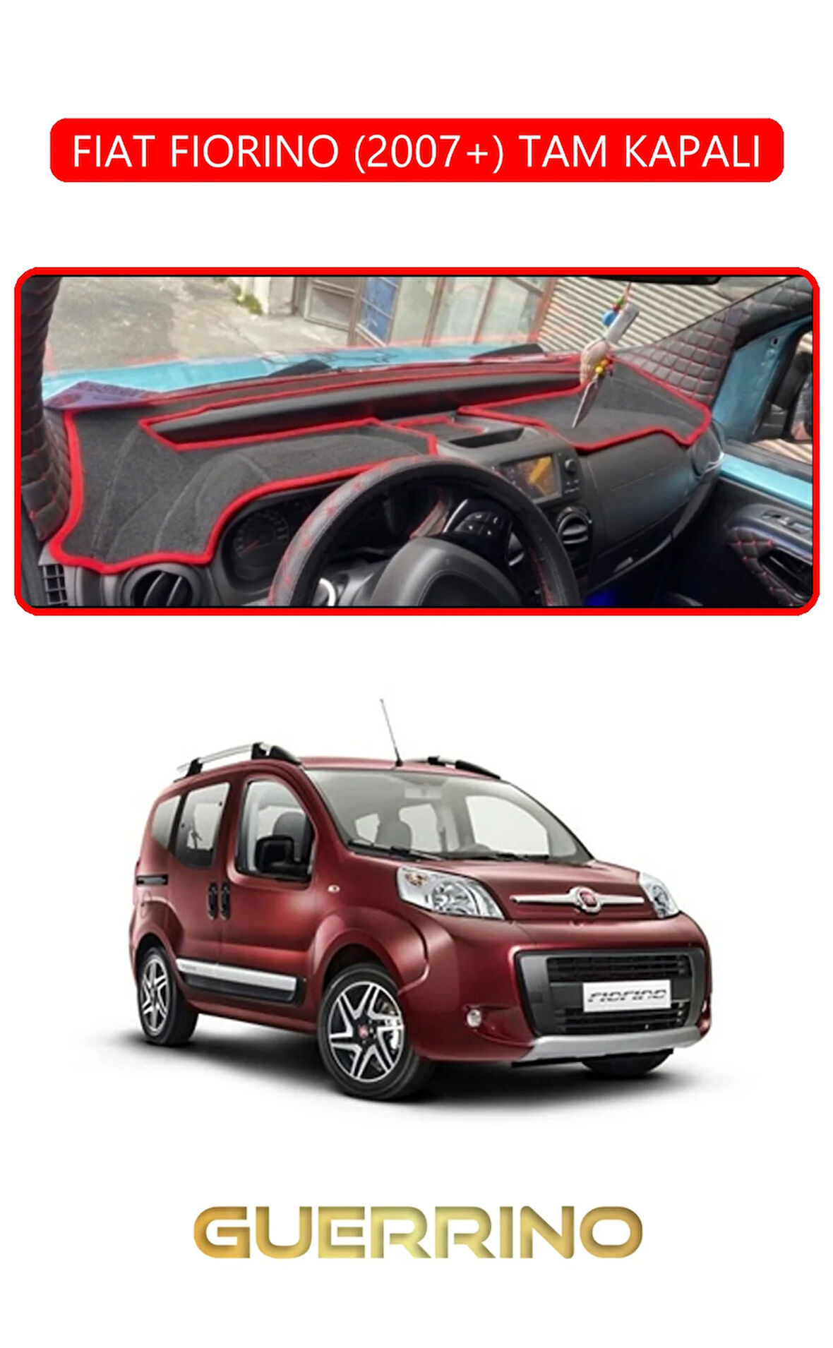 FIAT FIORINO 2007+ TAM KAPALITORPİDO KORUMA HALISI KIRMIZI KENAR