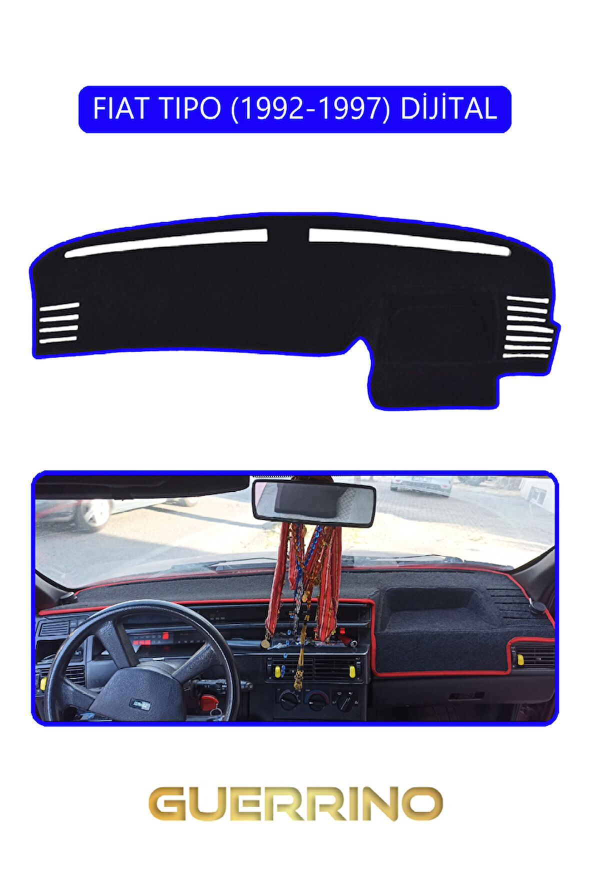 FIAT TIPO 1992-1997 Modellerine Uygun DijitalTORPİDO KORUMA HALISI MAVİ KENAR