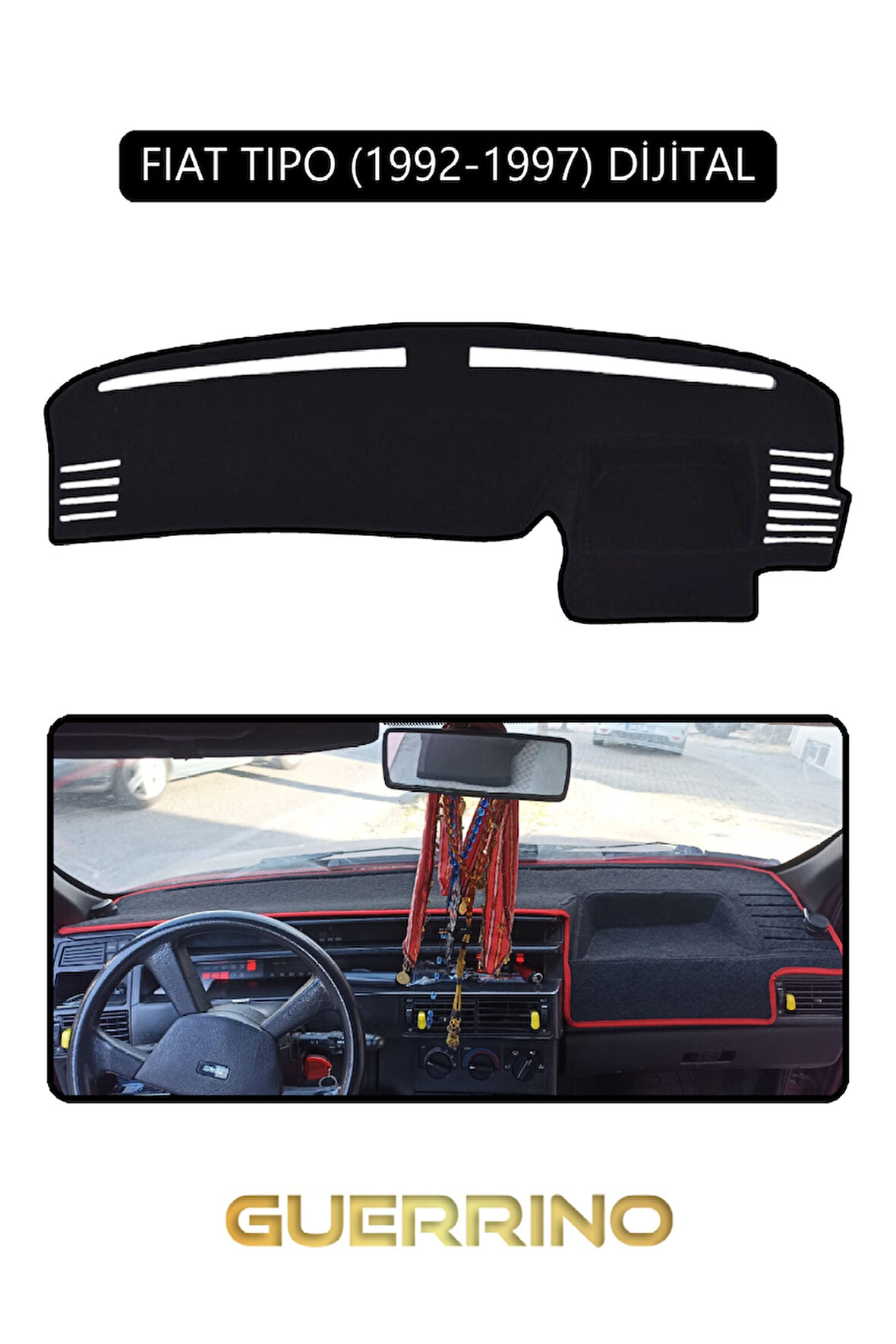 FIAT TIPO 1992-1997 Modellerine Uygun DijitalTORPİDO KORUMA HALISI SİYAH KENAR