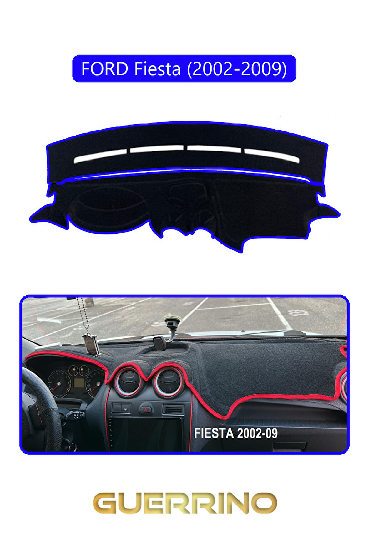 FORD Fiesta (2002-2009)TORPİDO KORUMA HALISI MAVİ KENAR