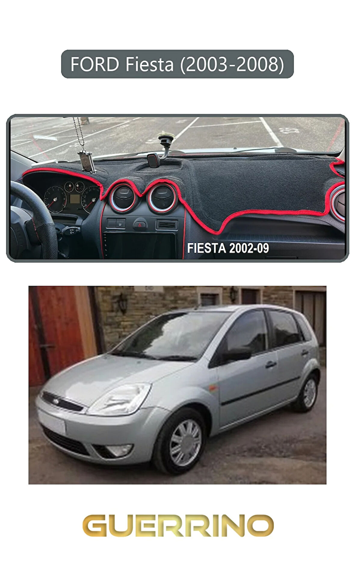 FORD Fiesta (2003-2008)TORPİDO KORUMA HALISI GRİ KENAR