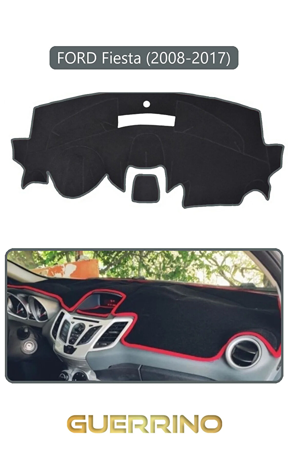 FORD Fiesta (2008-2017)TORPİDO KORUMA HALISI GRİ KENAR