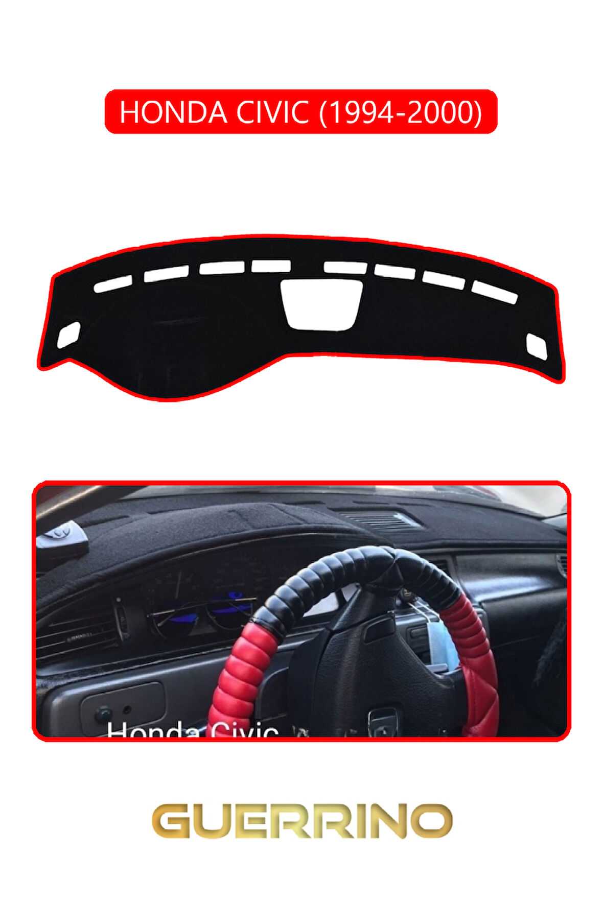 HONDA CIVIC 1994-2000TORPİDO KORUMA HALISI KIRMIZI KENAR