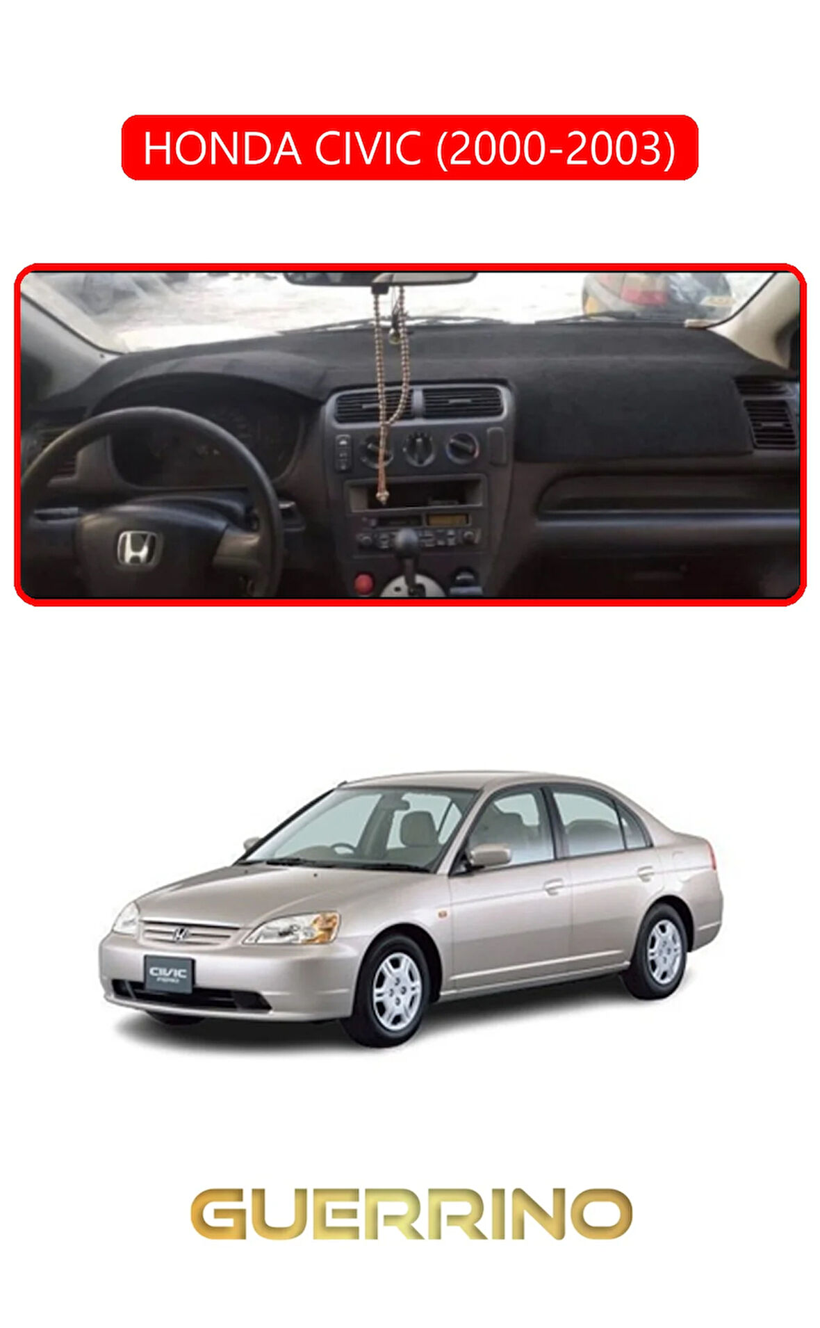 HONDA CIVIC 2000-2003TORPİDO KORUMA HALISI KIRMIZI KENAR