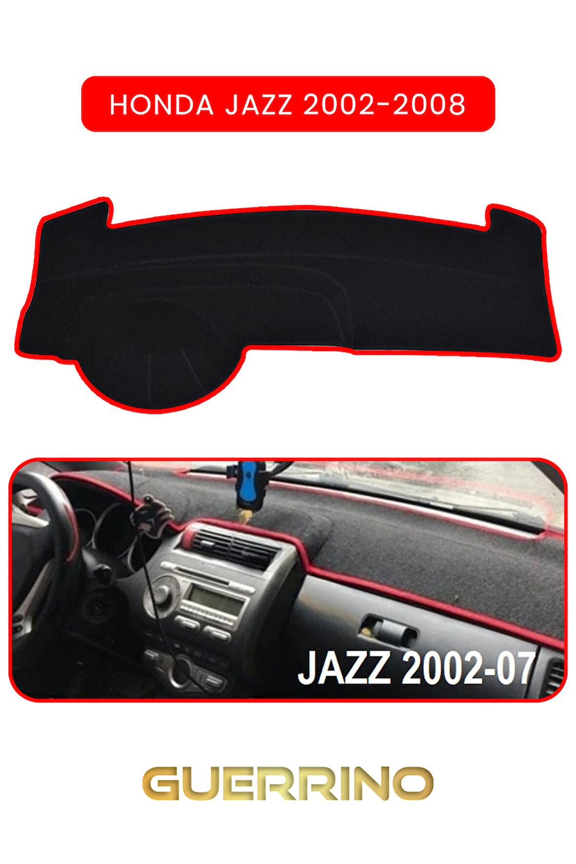 HONDA JAZZ 2002-2008TORPİDO KORUMA HALISI KIRMIZI KENAR