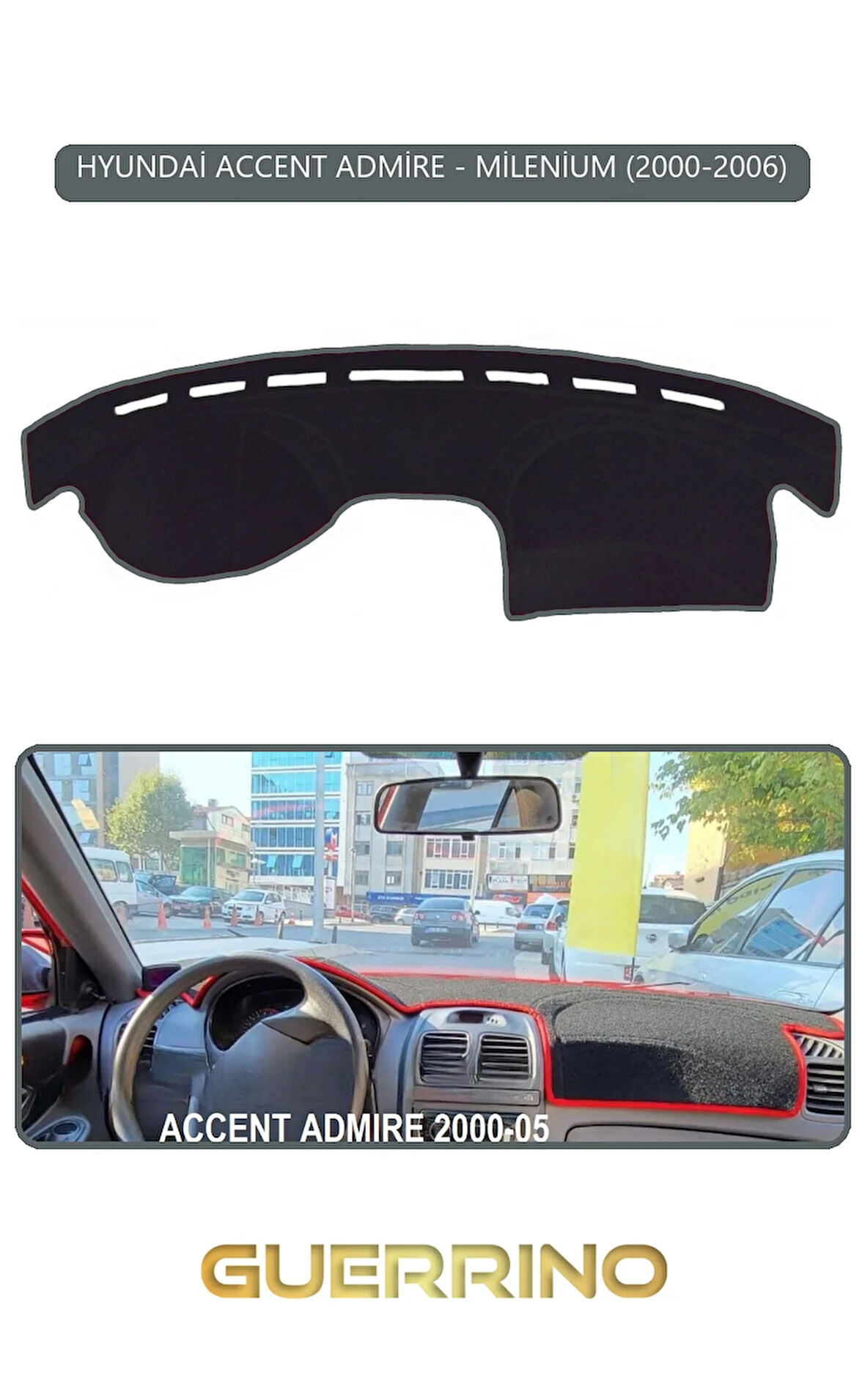 HYUNDAİ ACCENT ADMİRE/MİLENİUM 2000-2006TORPİDO KORUMA HALISI GRİ KENAR