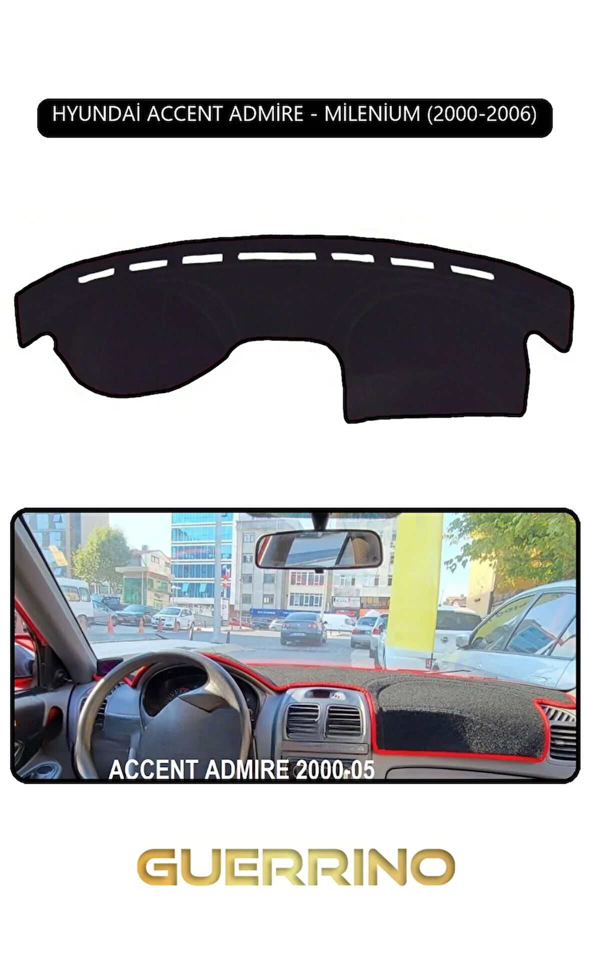 HYUNDAİ ACCENT ADMİRE/MİLENİUM 2000-2006TORPİDO KORUMA HALISI SİYAH KENAR