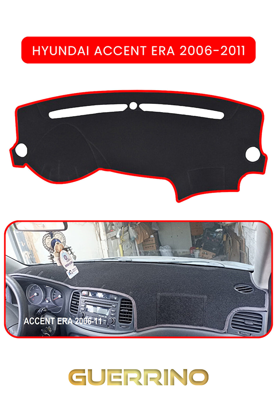 HYUNDAİ ACCENT ERA 2006-2011TORPİDO KORUMA HALISI KIRMIZI KENAR