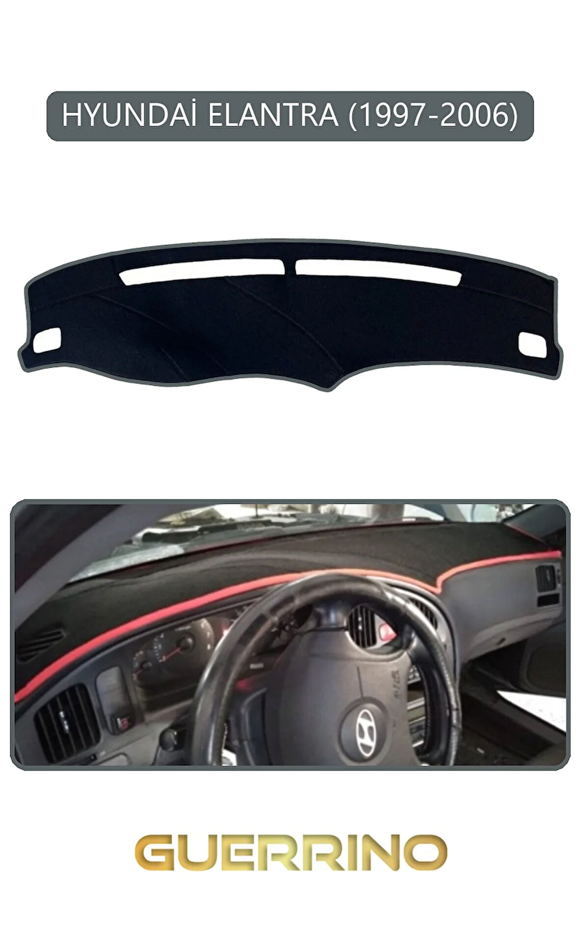 HYUNDAİ ELANTRA 1997-2006TORPİDO KORUMA HALISI GRİ KENAR