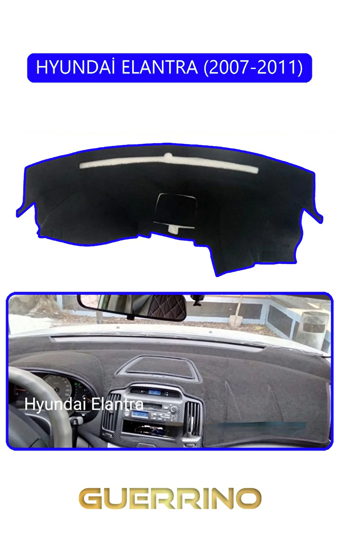 HYUNDAİ ELANTRA 2007-2011TORPİDO KORUMA HALISI MAVİ KENAR