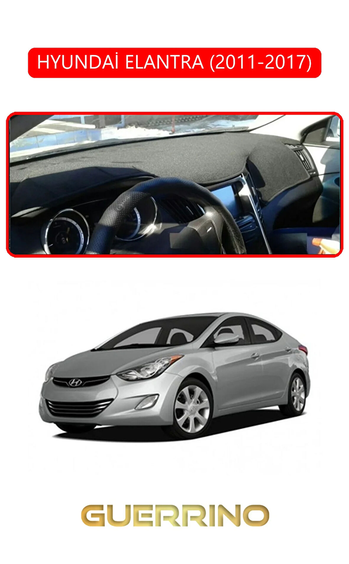 HYUNDAİ ELANTRA 2011-2017TORPİDO KORUMA HALISI KIRMIZI KENAR