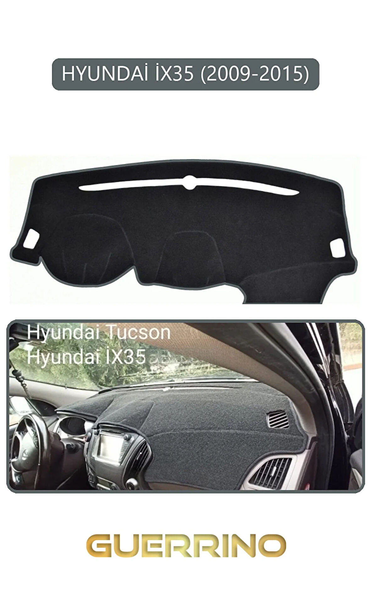 HYUNDAİ İX35 2009-2015TORPİDO KORUMA HALISI GRİ KENAR