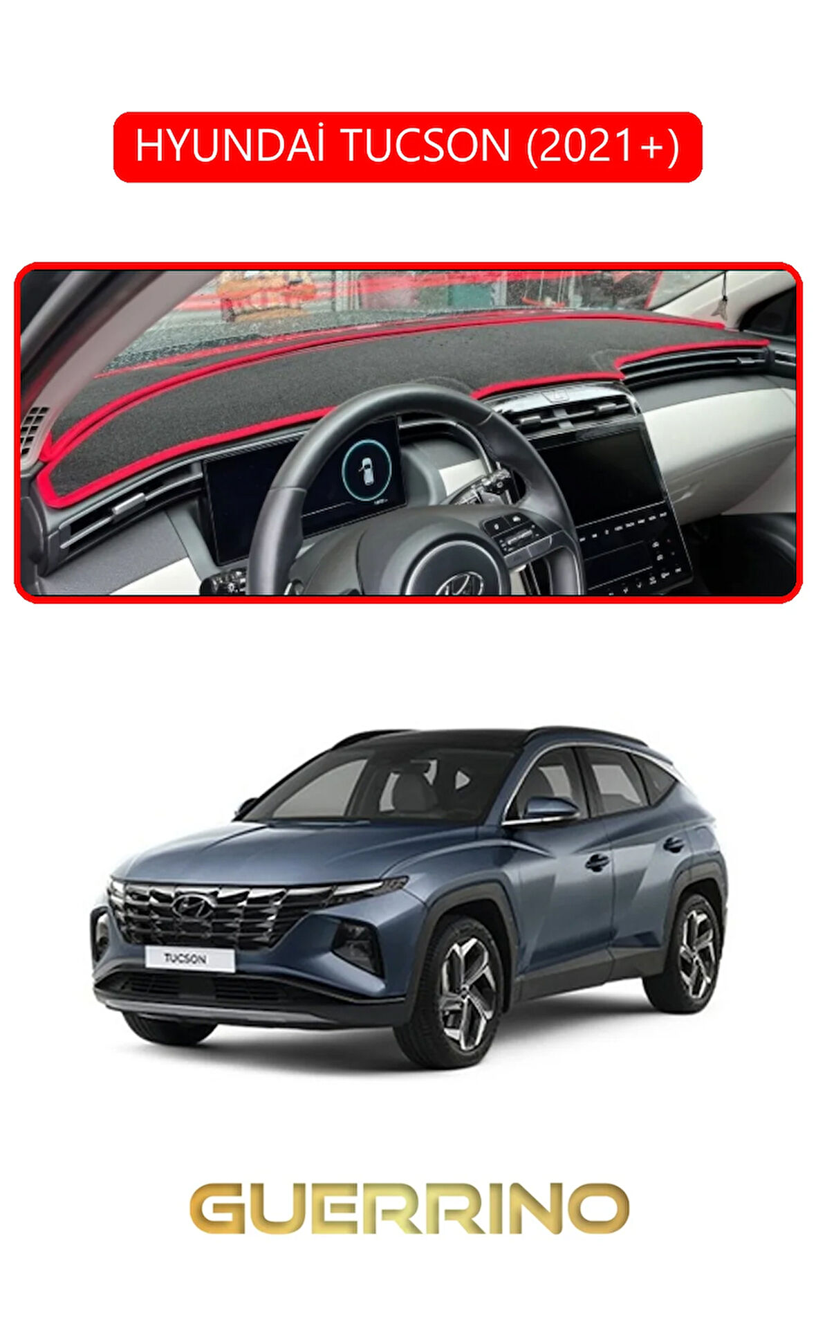 HYUNDAİ TUCSON 2021+TORPİDO KORUMA HALISI KIRMIZI KENAR