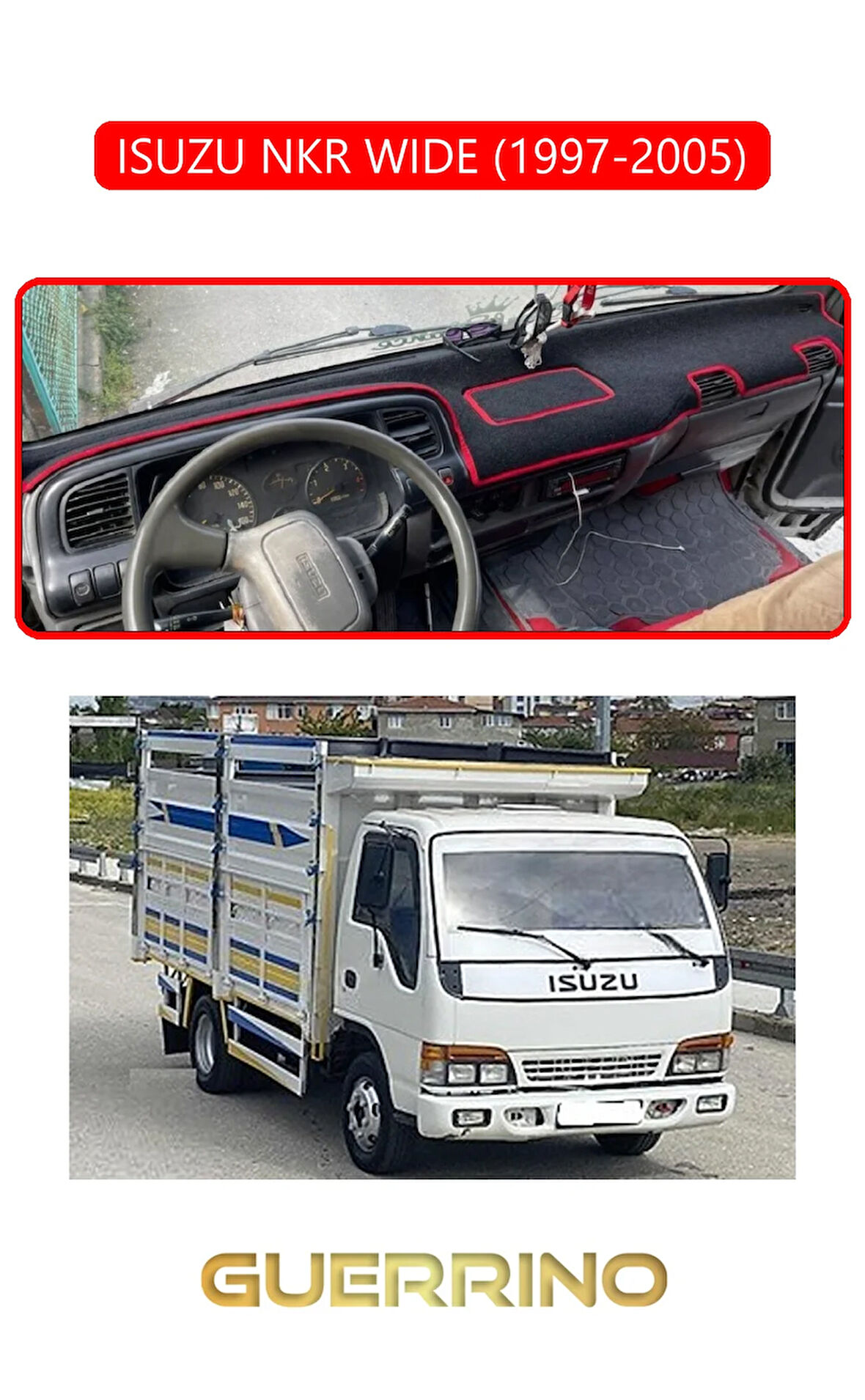 ISUZU NKR WIDE 1997 - 2005TORPİDO KORUMA HALISI KIRMIZI KENAR
