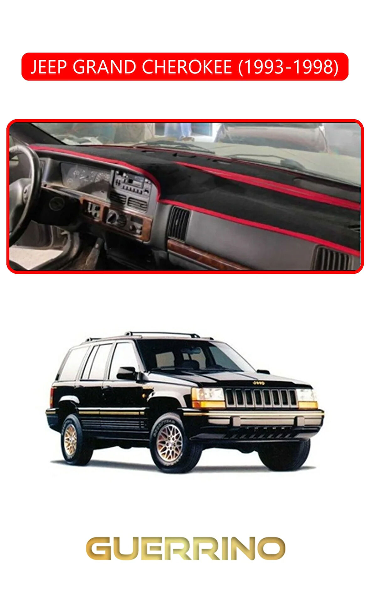 JEEP GRAND CHEROKEE 1993-1998TORPİDO KORUMA HALISI KIRMIZI KENAR
