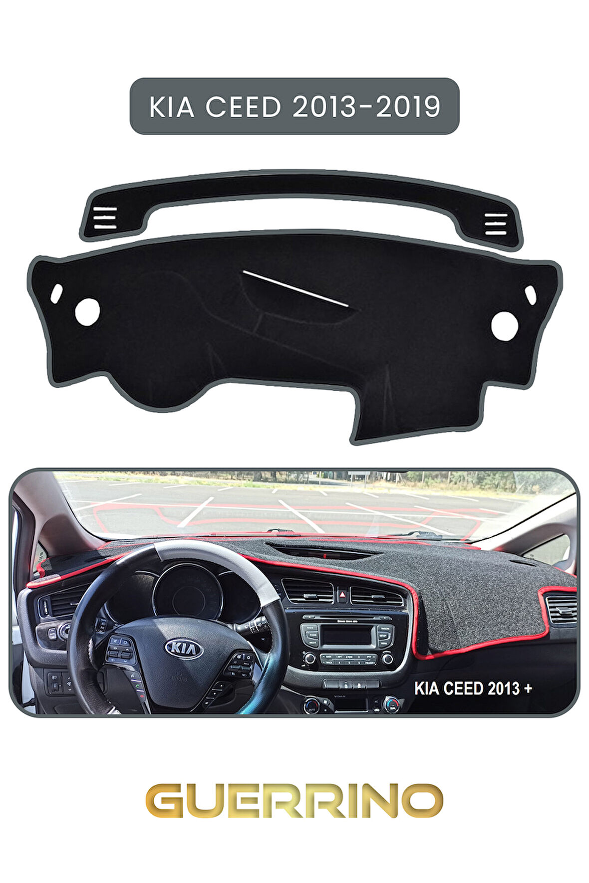 KİA CEED 2013-2019TORPİDO KORUMA HALISI GRİ KENAR