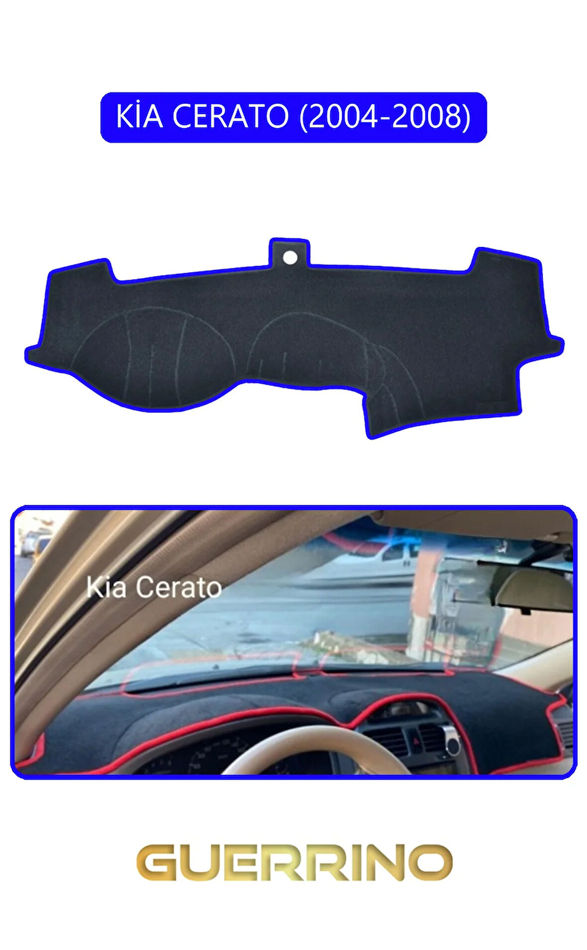 KİA CERATO 2004-2008TORPİDO KORUMA HALISI MAVİ KENAR