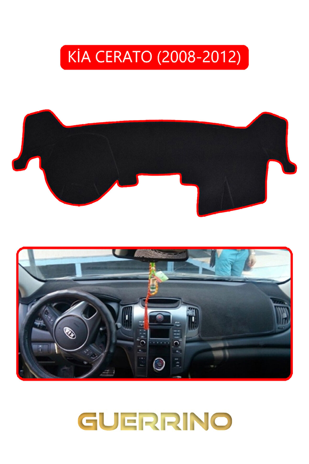 KİA CERATO 2008-2012TORPİDO KORUMA HALISI KIRMIZI KENAR