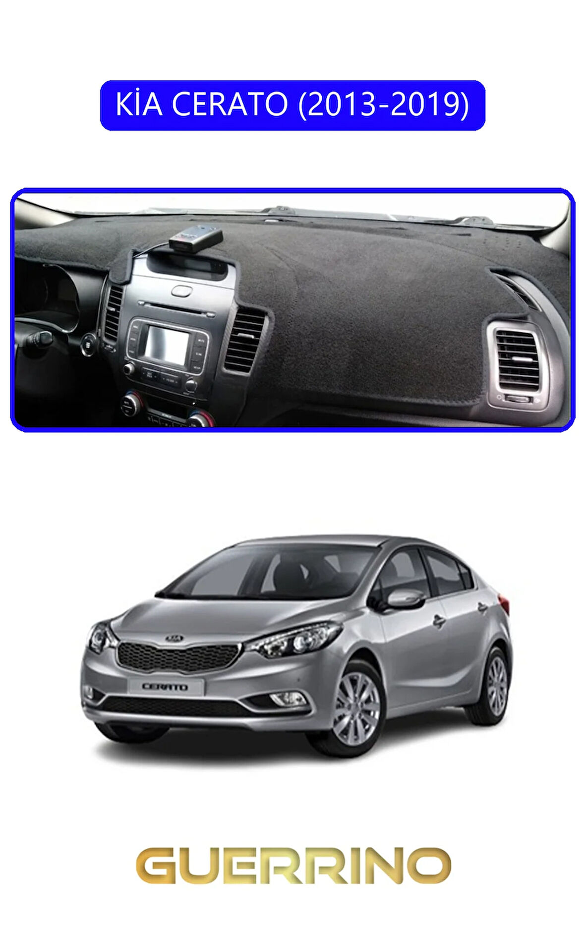 KİA CERATO 2013-2019TORPİDO KORUMA HALISI MAVİ KENAR