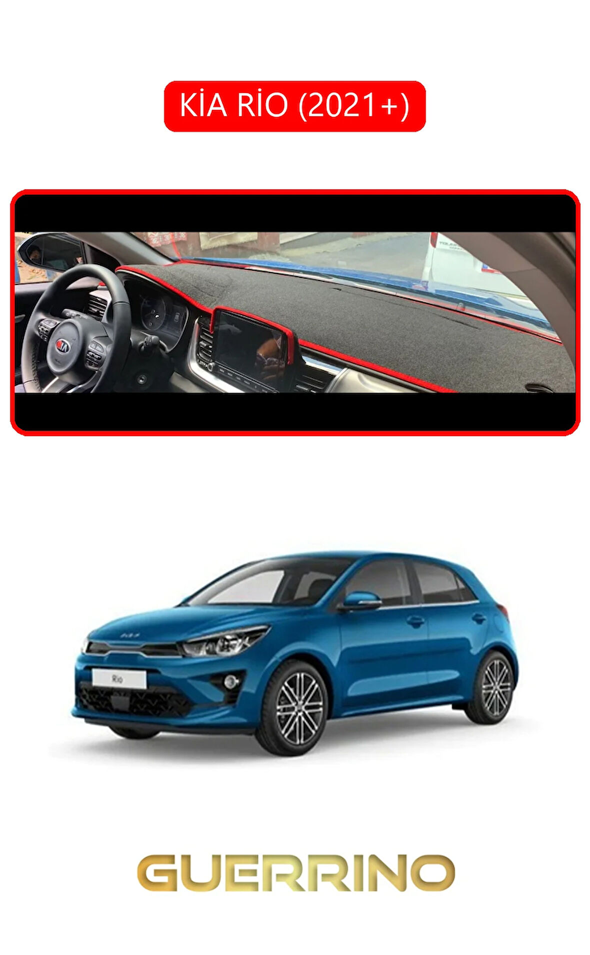 KİA RİO 2021+TORPİDO KORUMA HALISI KIRMIZI KENAR
