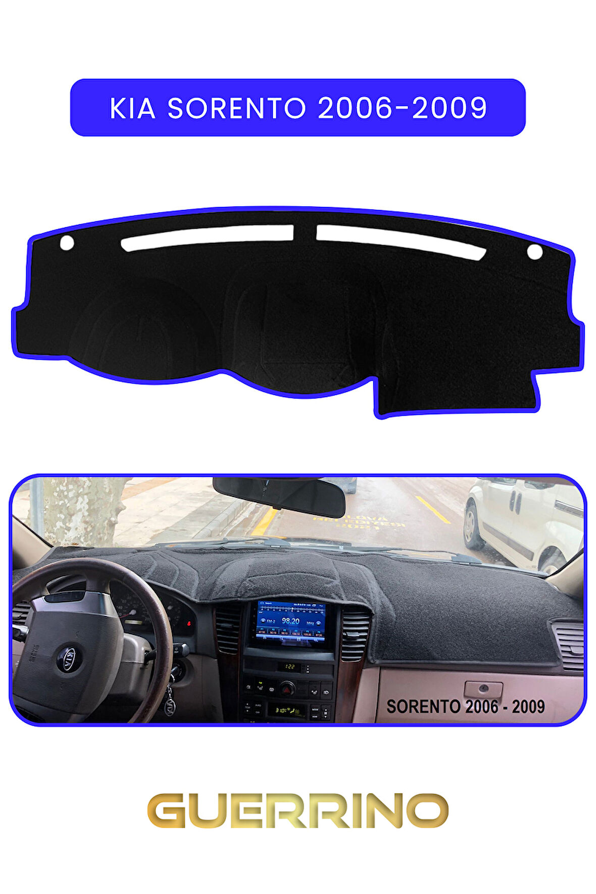 KİA SORENTO 2006-2009TORPİDO KORUMA HALISI MAVİ KENAR