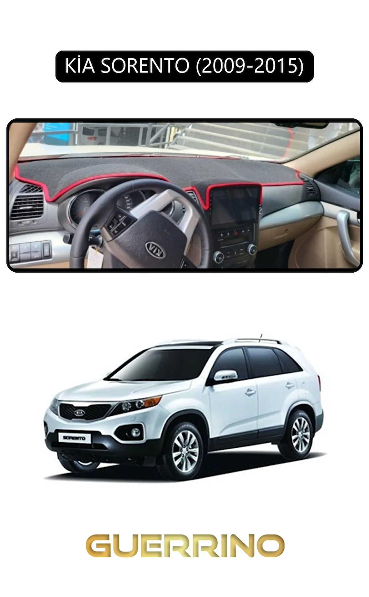 KİA SORENTO 2009-2015TORPİDO KORUMA HALISI SİYAH KENAR