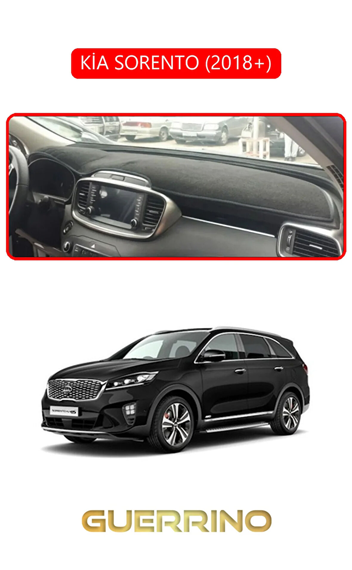 KİA SORENTO 2018+TORPİDO KORUMA HALISI KIRMIZI KENAR