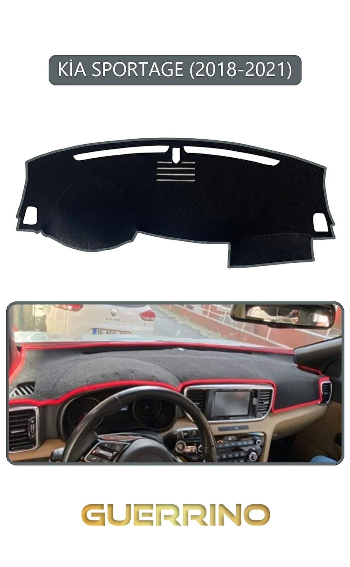 KİA SPORTAGE 2018-2021TORPİDO KORUMA HALISI GRİ KENAR