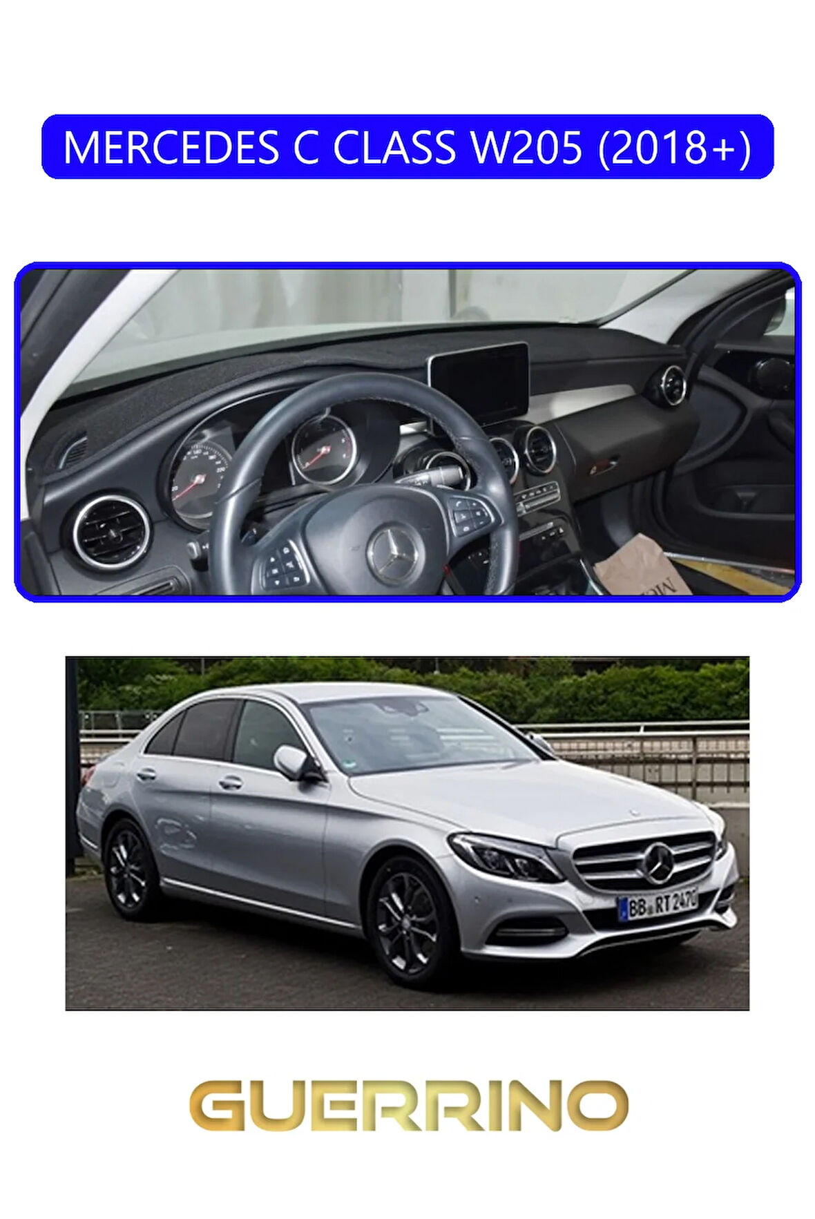 MERCEDES C CLASS W205 2018+TORPİDO KORUMA HALISI MAVİ KENAR