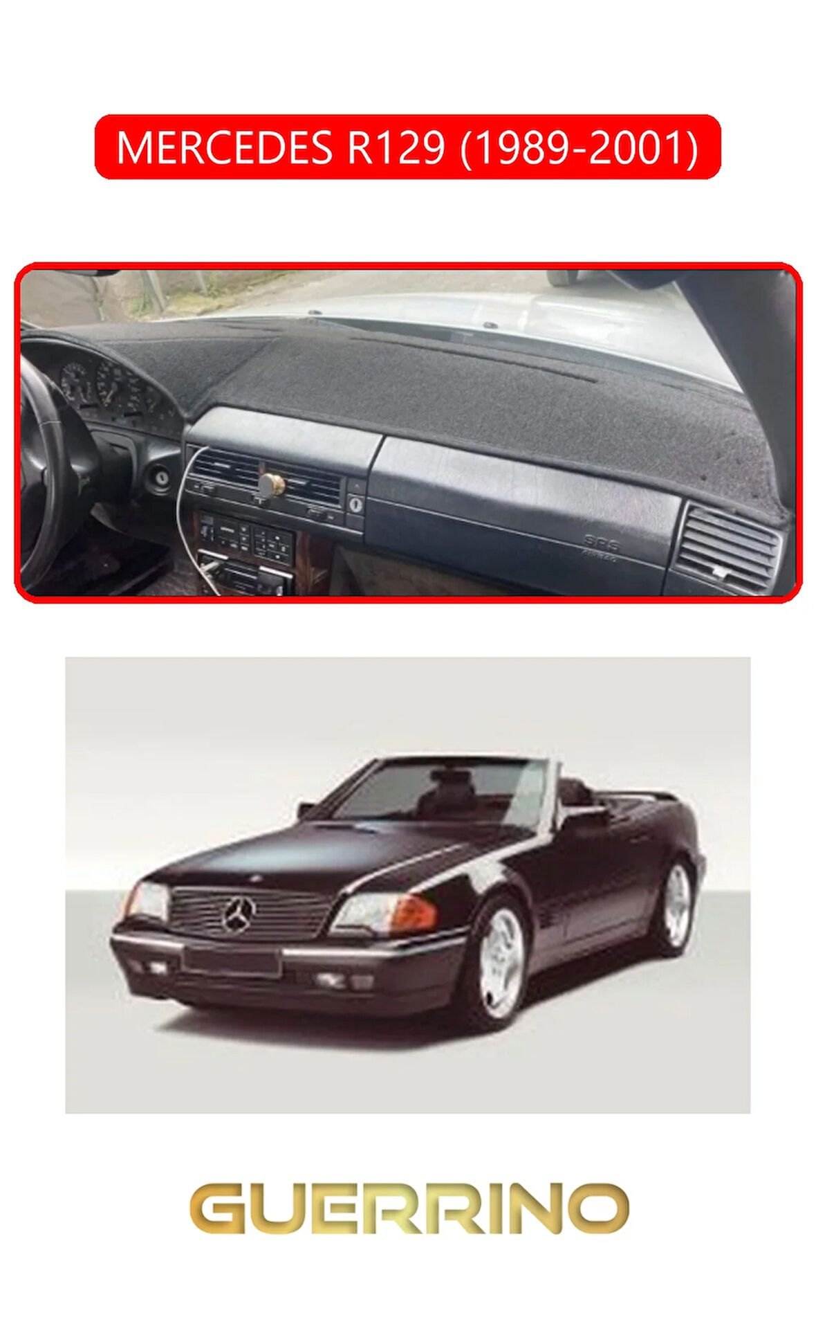 MERCEDES R129 1989-2001TORPİDO KORUMA HALISI KIRMIZI KENAR