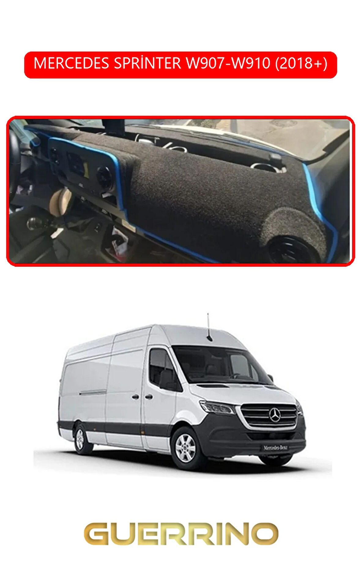 MERCEDES SPRİNTER W907-W910 2018+TORPİDO KORUMA HALISI KIRMIZI KENAR